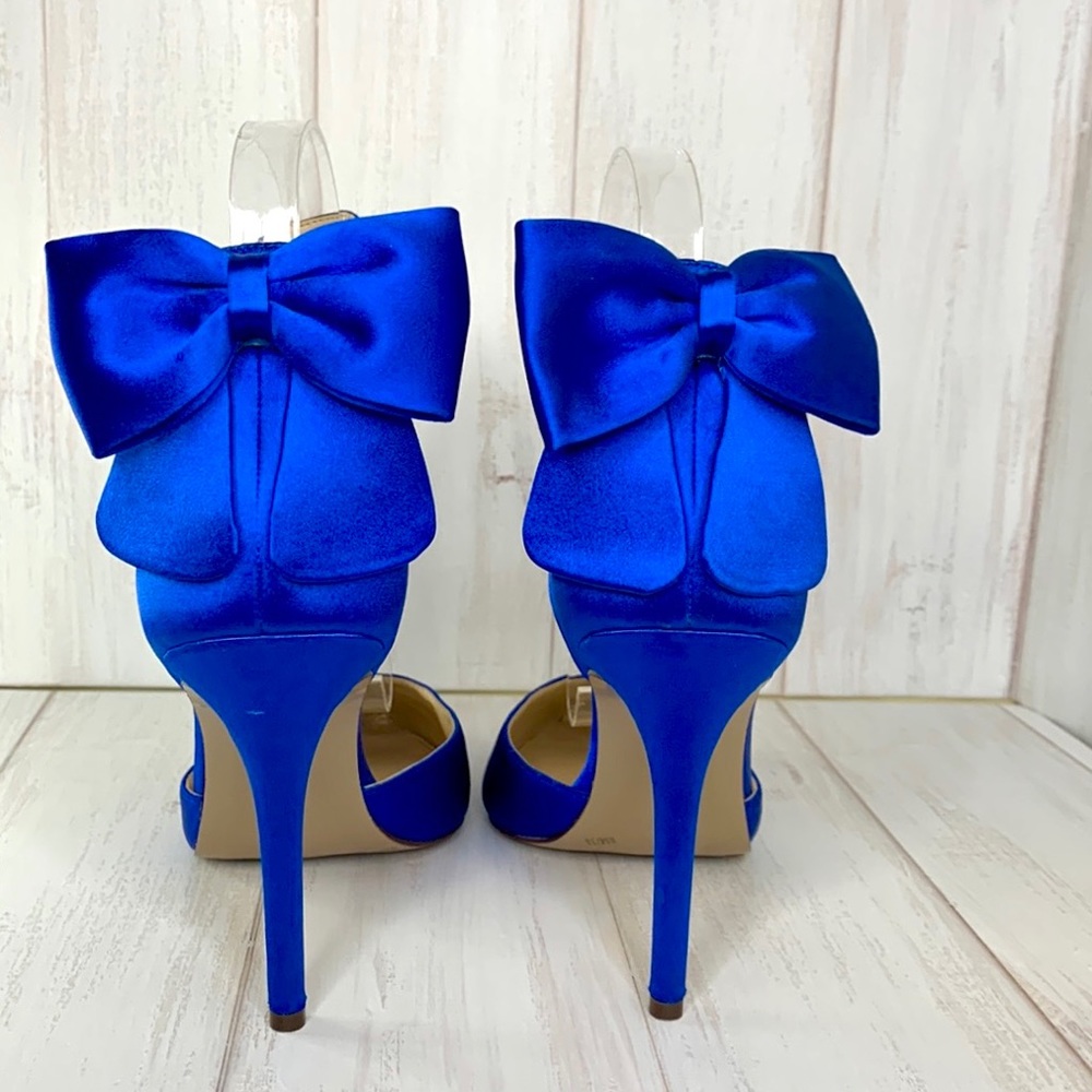 Jessica Simpson Berry Cobalt Blue Satin Heels with Bow